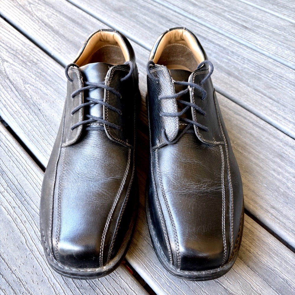 Dockers  11.5W Dress Shoes Black Prostyle All Motion Comfort Leather Oxfords - Picture 2 of 8